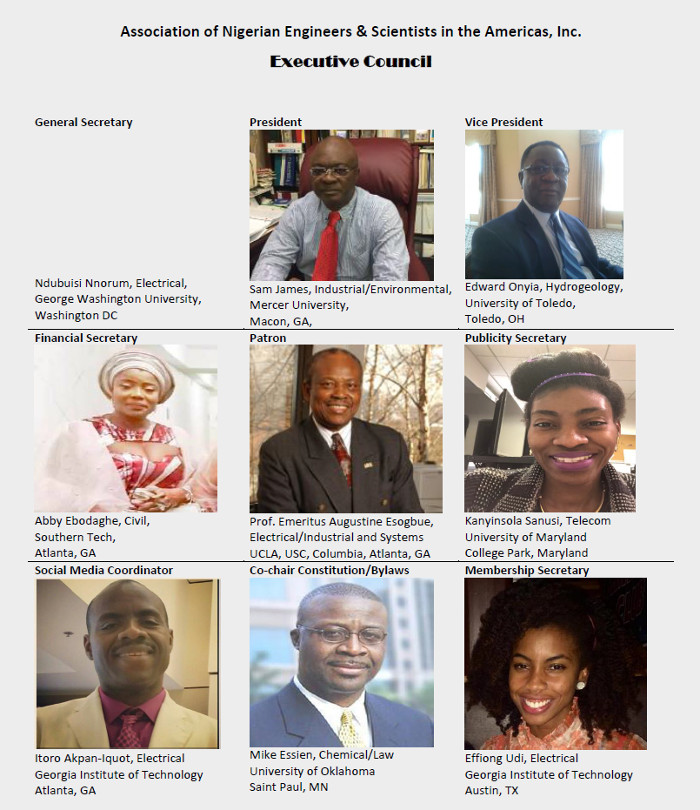 Leaders, Association of Nigerian Engineers and Scientists in the Americas (ANESA), Inc.